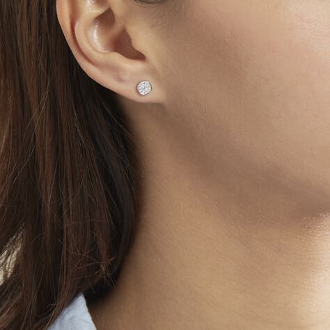 Boucles D'oreilles Puces Auxana Argent Blanc Oxyde De Zirconium - Boucles d'oreilles fantaisie Femme | Histoire d’Or