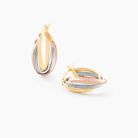 Créoles Hermande Or Tricolore - Boucles d'oreilles créoles Femme | Histoire d’Or