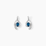 Boucles D'oreilles Sagesse Or Blanc Topaze Oxyde - Clous d'oreilles Femme | Histoire d&rsquo;Or