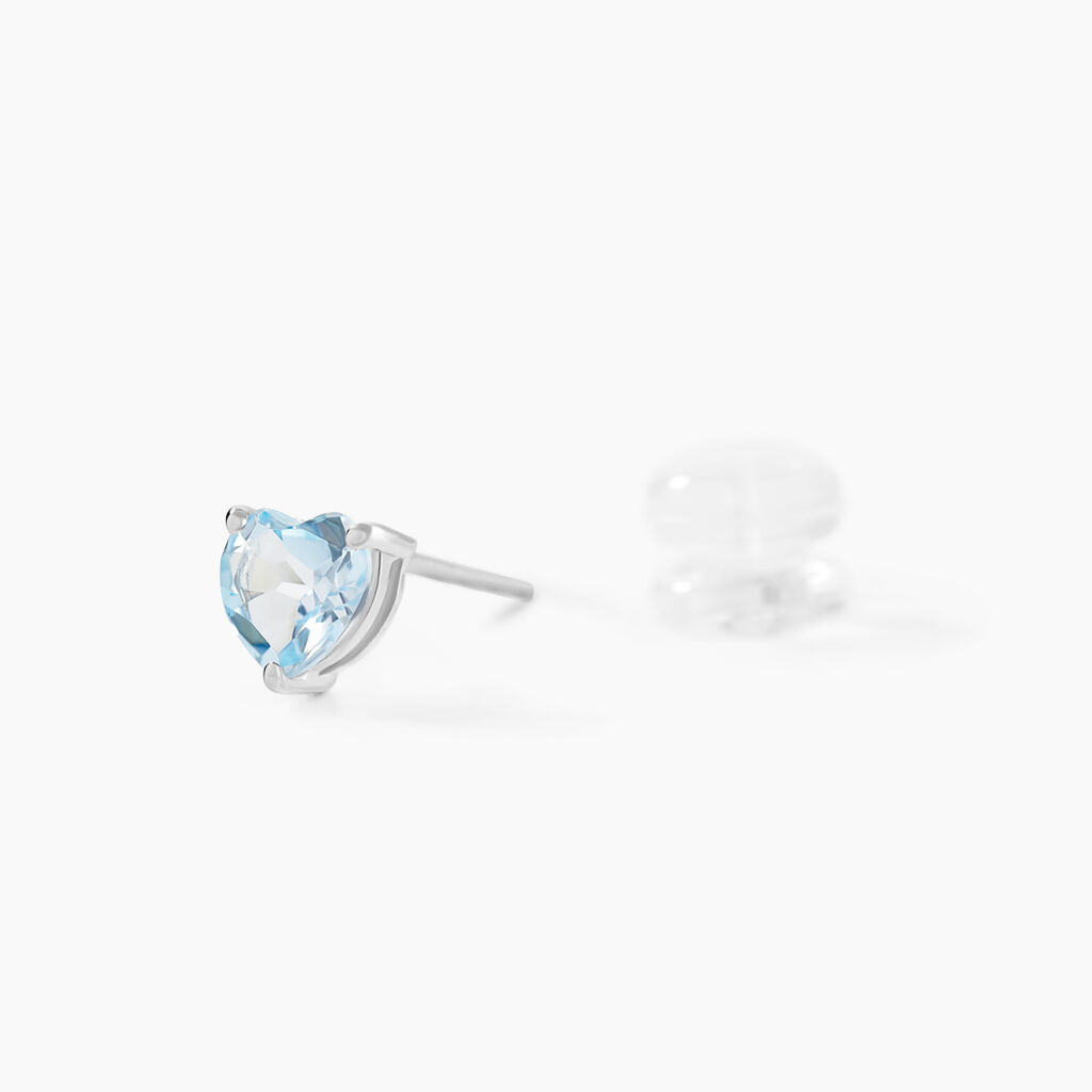 Boucles D'oreilles Puces Salona Or Blanc Topaze - Clous d'oreilles Femme | Histoire d’Or