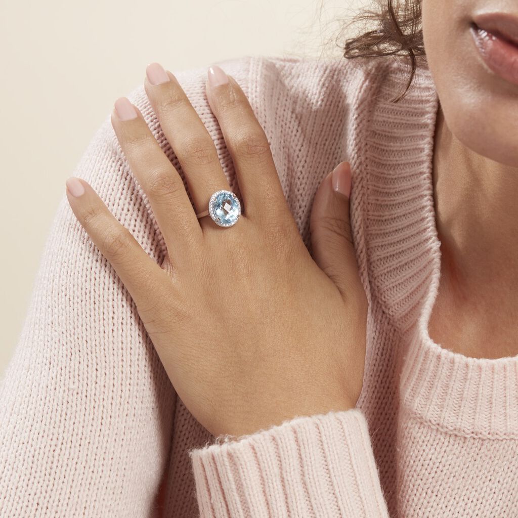 Bague Anna Or Blanc Topaze Et Oxyde De Zirconium - Bagues avec pierre Femme | Histoire d’Or