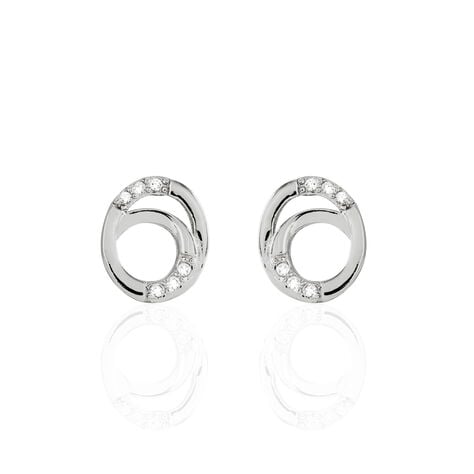 Boucles D'oreilles Puces Annea Argent Blanc Oxyde De Zirconium - Boucles d'oreilles fantaisie Femme | Histoire d’Or