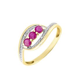 Bague Or Jaune Aurora Rubis Diamants - Bagues avec pierre Femme | Histoire d’Or