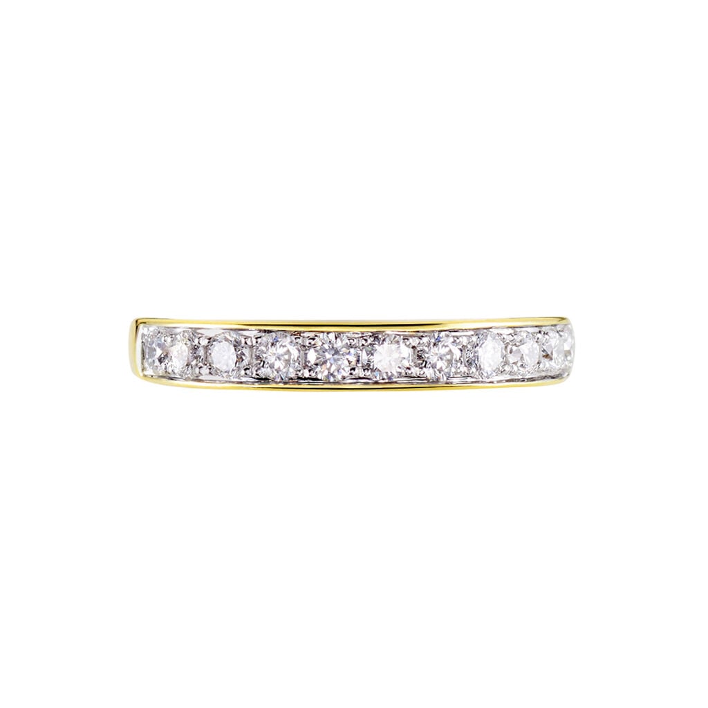 Demi-alliance Or Jaune Valentine Diamants Synthetique - Bijoux avec pierres Femme | Histoire d&rsquo;Or