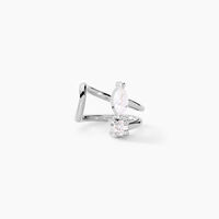 Bijoux D'oreilles Navette Argent Blanc Oxyde De Zirconium