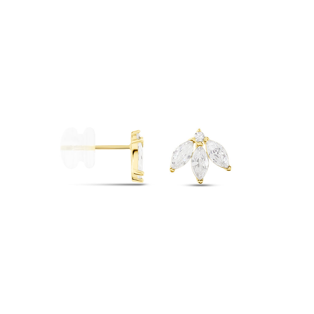 Boucles D'oreilles Puces Margret Or Jaune Oxyde De Zirconium - Clous d'oreilles Femme | Histoire d’Or