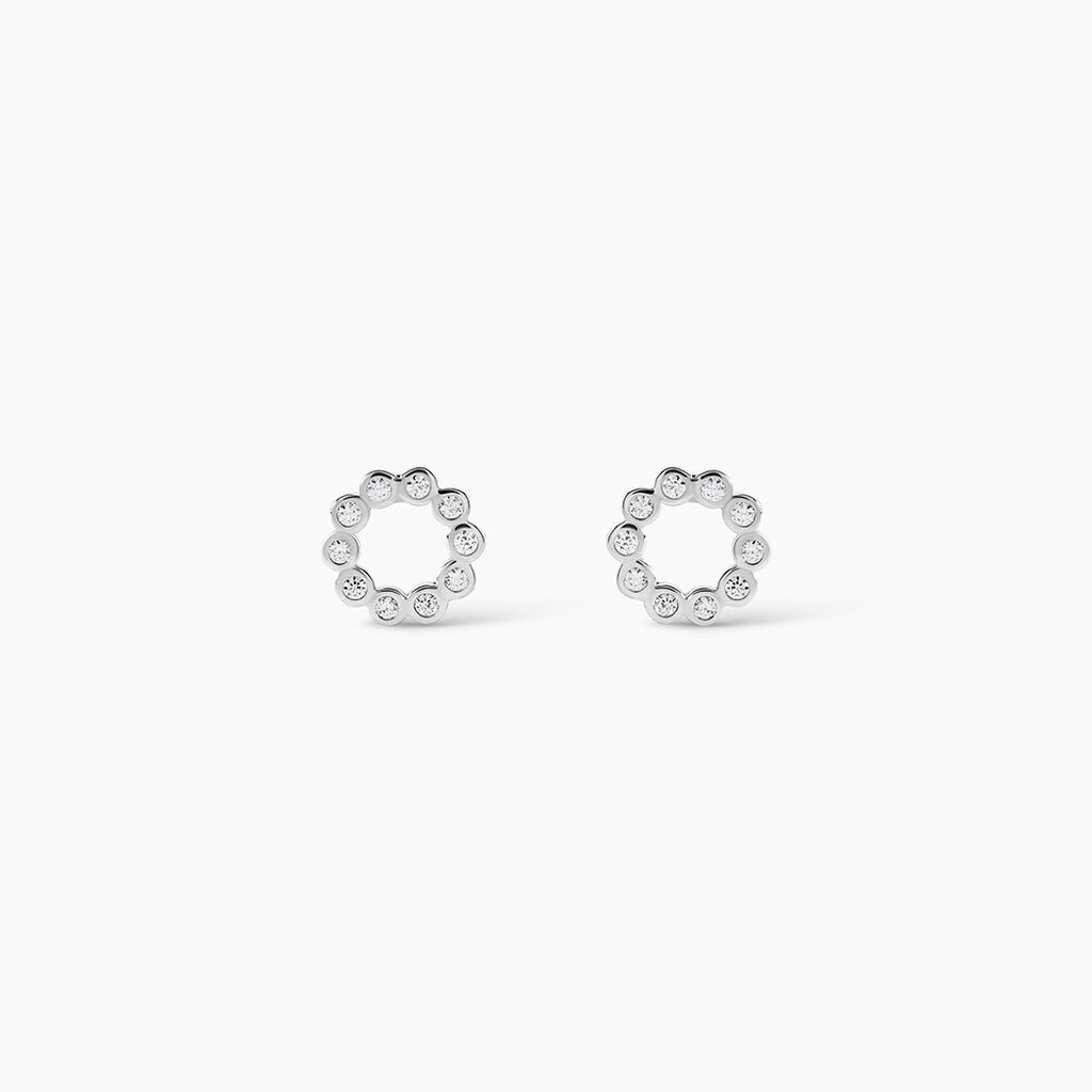Boucles D'oreilles Puces Argent Blanc Leonhard Oxydes De Zirconium - Boucles d'oreilles fantaisie Femme | Histoire d&rsquo;Or