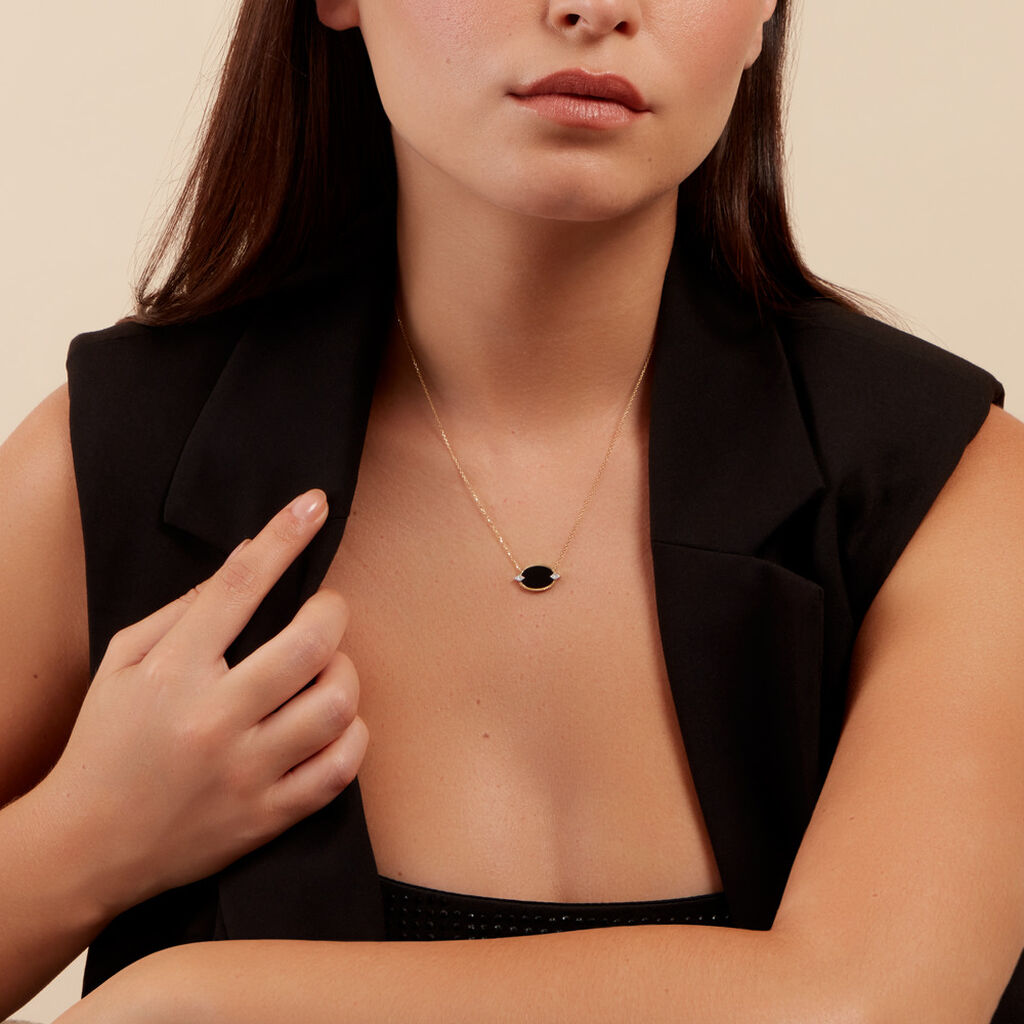 Collier Tahina Or Jaune Onyx Diamant - Colliers Femme | Histoire d’Or