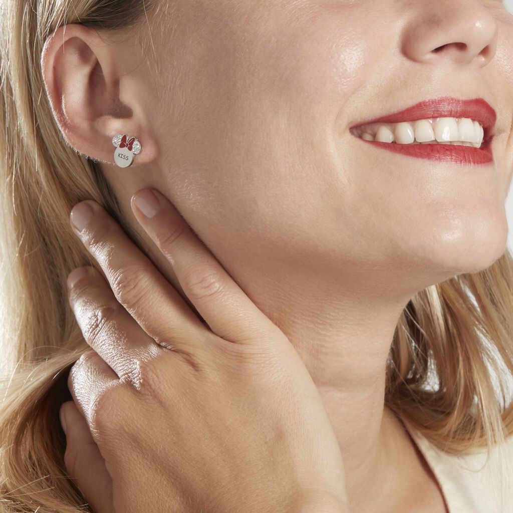 Boucles d'oreilles fantaisie Disney Acier Cristal Ronde Résine Blanc -  MIOFBPW1830 • Histoire d'Or