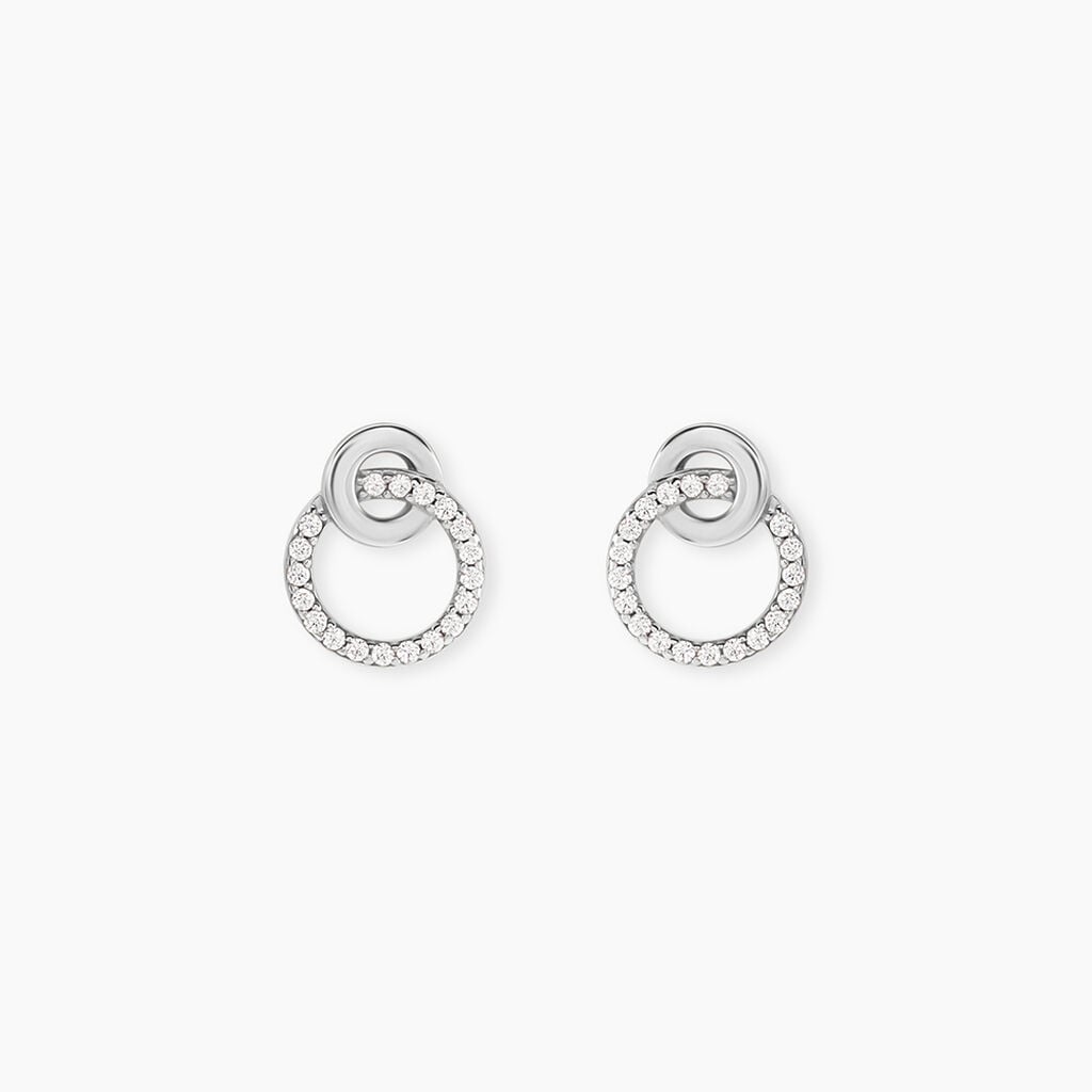 Boucles D'Oreilles Puces Fant Argent Blanc Oxyde De Zirconium - Boucles d'oreilles fantaisie Femme | Histoire d&rsquo;Or