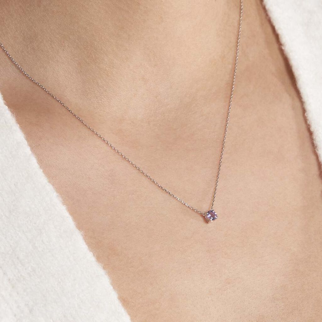 Collier Clair Or Blanc Amethyste - Colliers Femme | Histoire d’Or