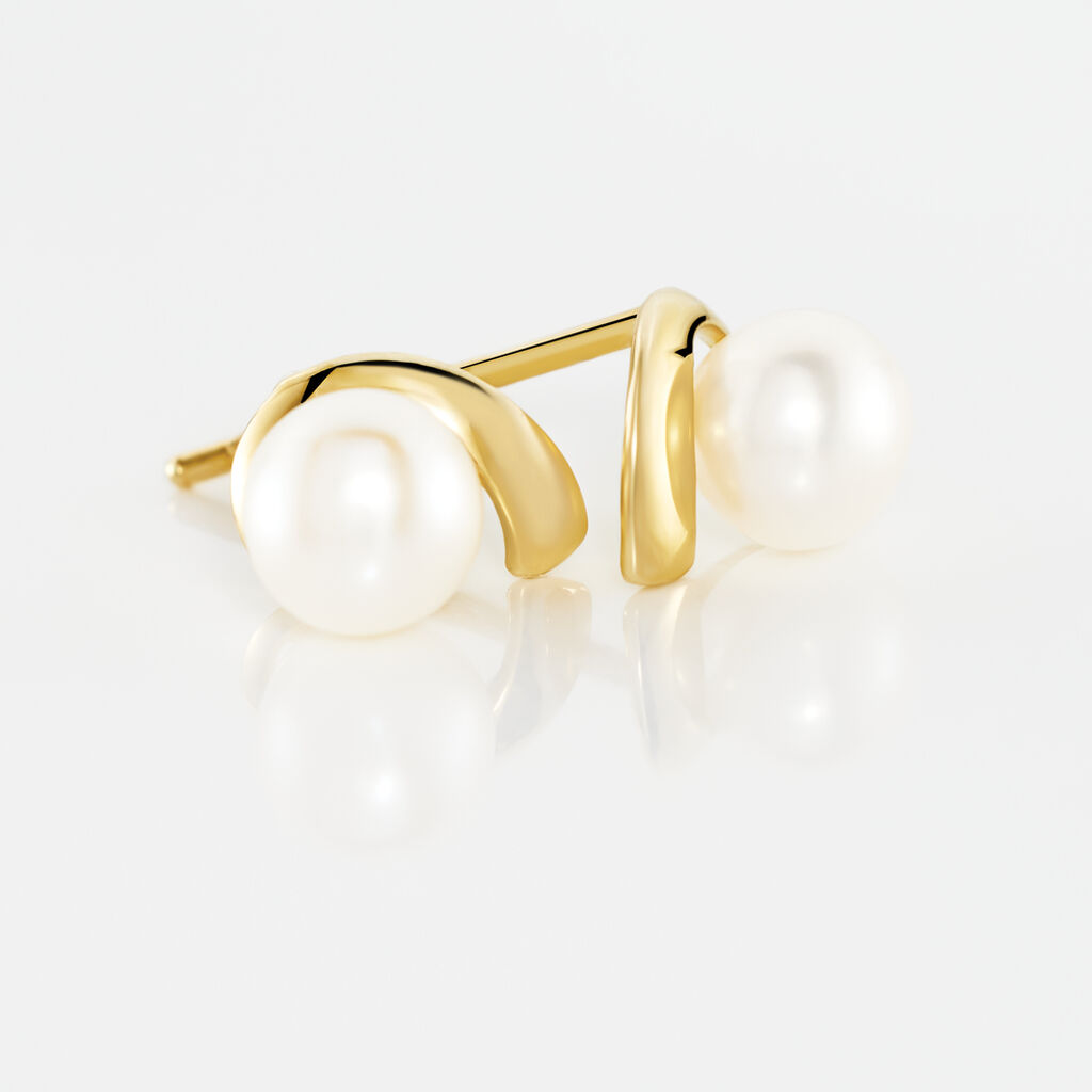 Boucles D'oreilles Puces Odelle Or Jaune Perle De Culture - Clous d'oreilles Femme | Histoire d&rsquo;Or