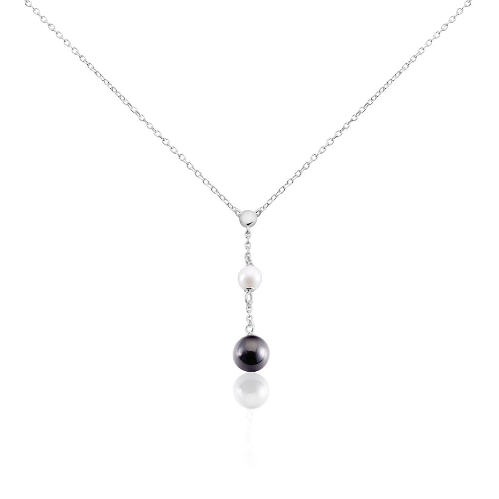 Collier Lucia Cera Argent Blanc Perle De Culture Et C&eacute;ramique - Colliers fantaisie Femme | Histoire d&rsquo;Or