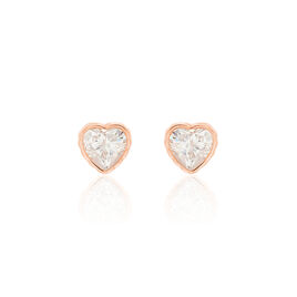 Boucles D'oreilles Puces Kadidjatou Or Rose Oxyde De Zirconium - Clous d'oreilles Femme | Histoire d’Or