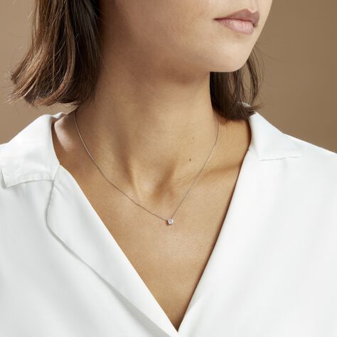 Collier Solitaire Victoria Platine Blanc Diamant - Colliers Femme | Histoire d’Or