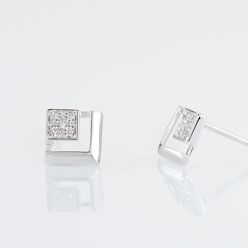 Boucles D'oreilles Puces Liana Or Blanc Diamant - Clous d'oreilles Femme | Histoire d’Or