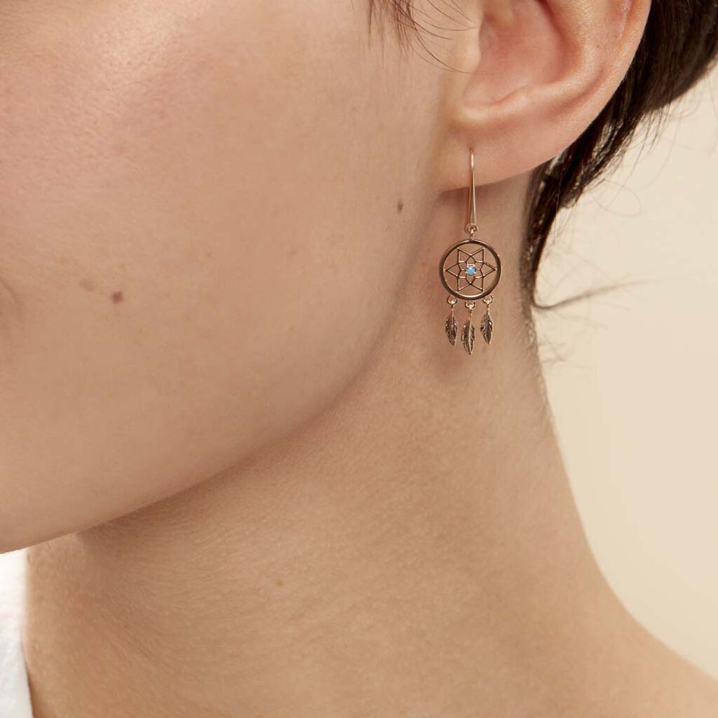 Boucles D'oreilles Pendantes Attrape Reves Plaque Or Pierre - Boucles d'Oreilles Attrape rêves Femme | Histoire d’Or