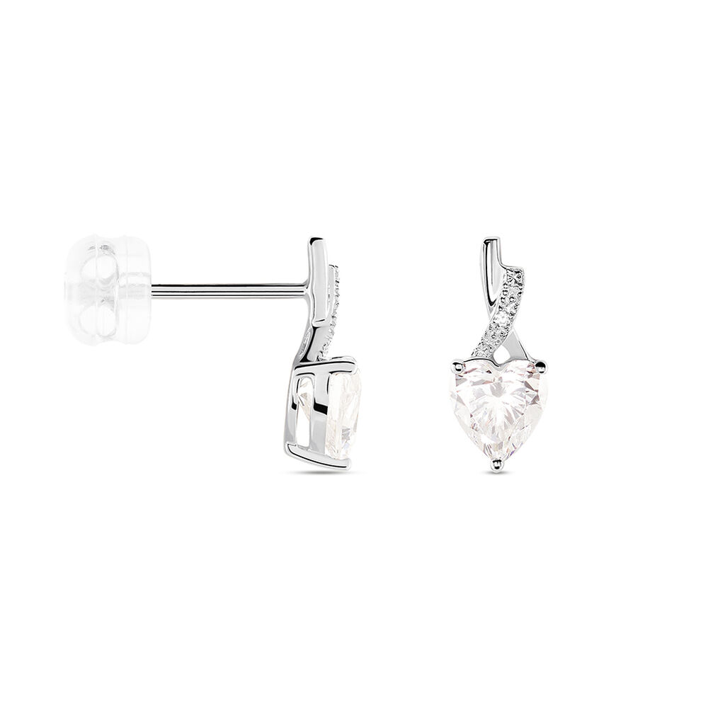 Boucles D'oreilles Puces Clothilde Or Blanc Oxyde De Zirconium - Clous d'oreilles Femme | Histoire d’Or