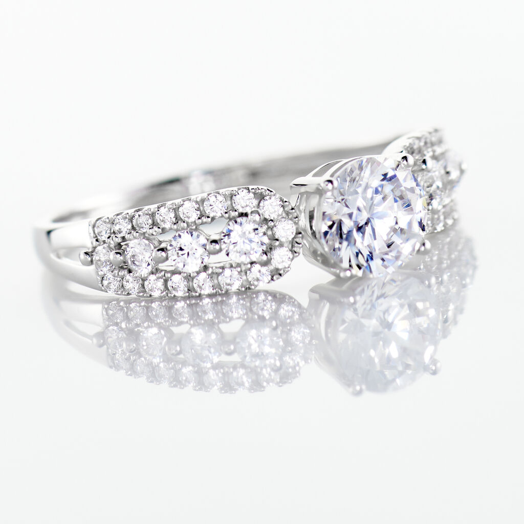 Bague Solitaire Sarah Or Blanc Oxyde De Zirconium - Bagues solitaires Femme | Histoire d&rsquo;Or