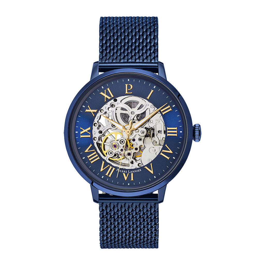 Montre Pierre Lannier Collection Automatique 42 Bleu - Montres Homme | Histoire d&rsquo;Or