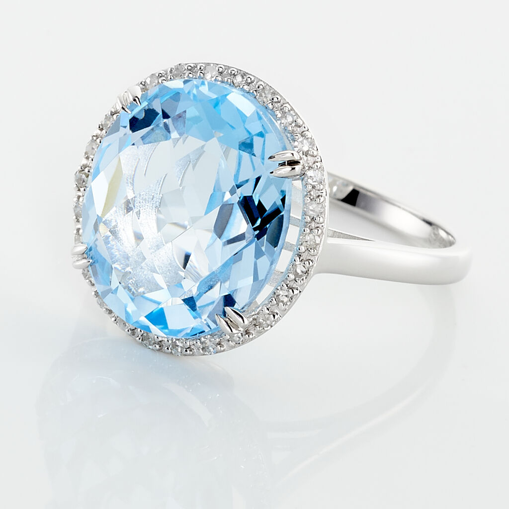 Bague Anna Or Blanc Topaze Et Oxyde De Zirconium - Bagues avec pierre Femme | Histoire d’Or