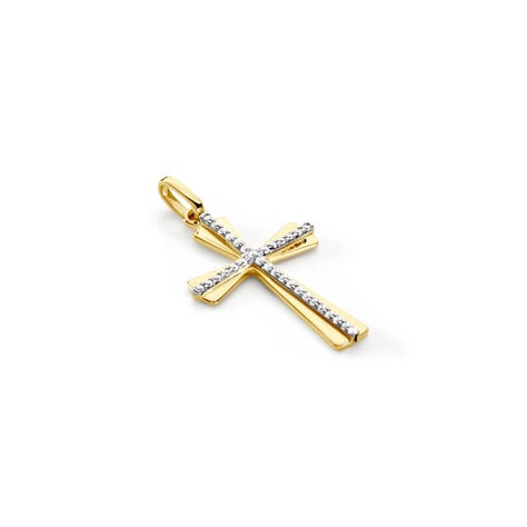 Pendentif Crocetta Or Jaune Oxyde De Zirconium - Pendentifs Bapt&ecirc;me Famille | Histoire d&rsquo;Or