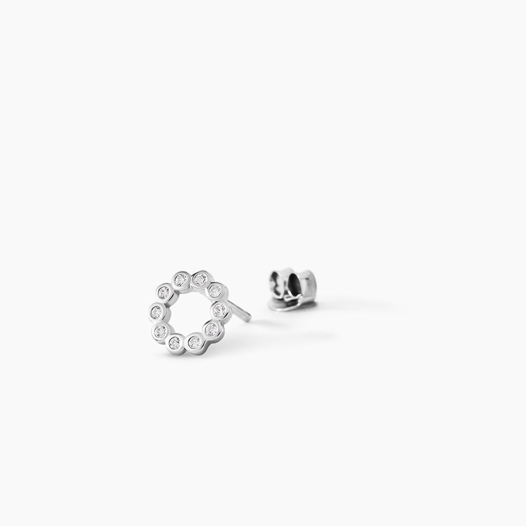 Boucles D'oreilles Puces Argent Blanc Leonhard Oxydes De Zirconium - Boucles d'oreilles fantaisie Femme | Histoire d&rsquo;Or