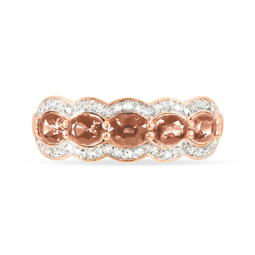 Bague Margaux Or Rose Morganite Et Diamant - Bagues avec pierre Femme | Histoire d’Or