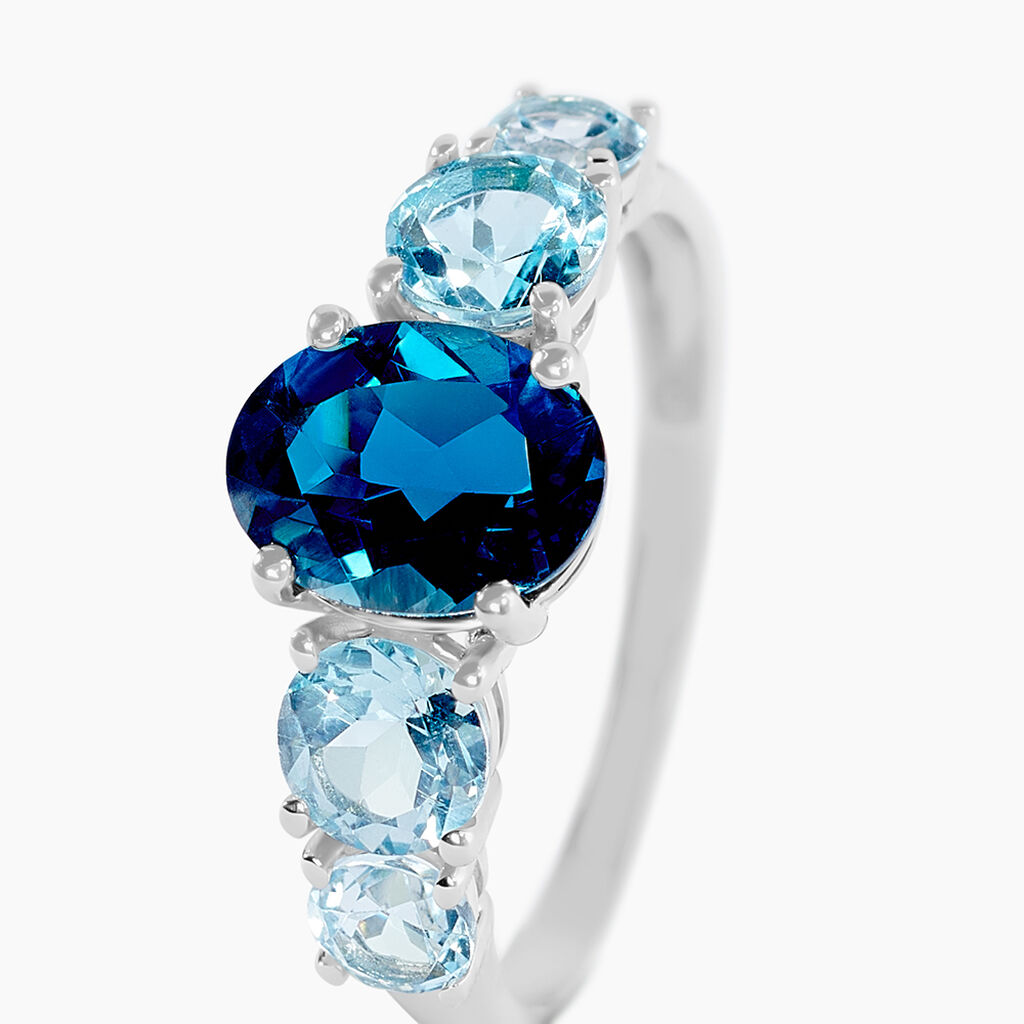 Bague Muna Or Blanc Topaze Bleu London Topaze Topaze - Bagues solitaires Femme | Histoire d&rsquo;Or