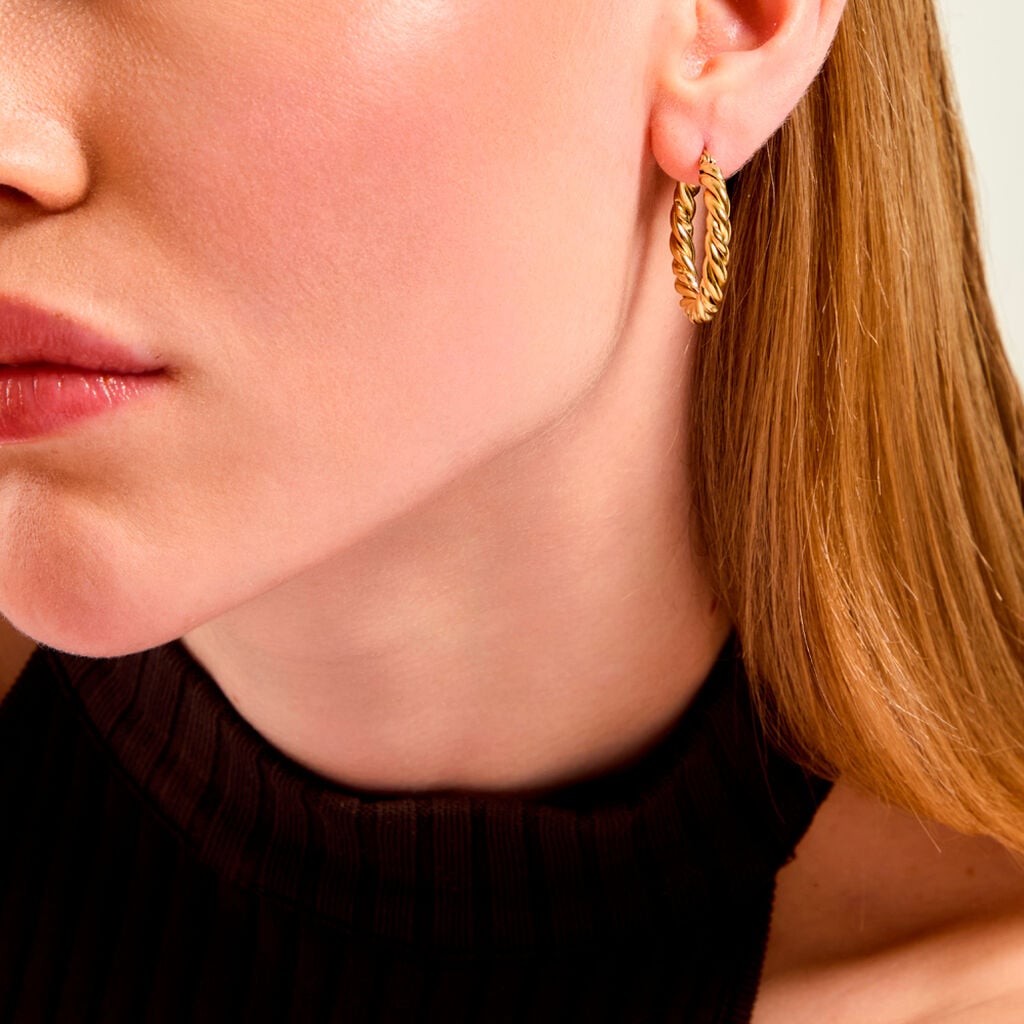 Cr&eacute;oles Ambra Acier Jaune - Boucles d'oreilles cr&eacute;oles Femme | Histoire d&rsquo;Or