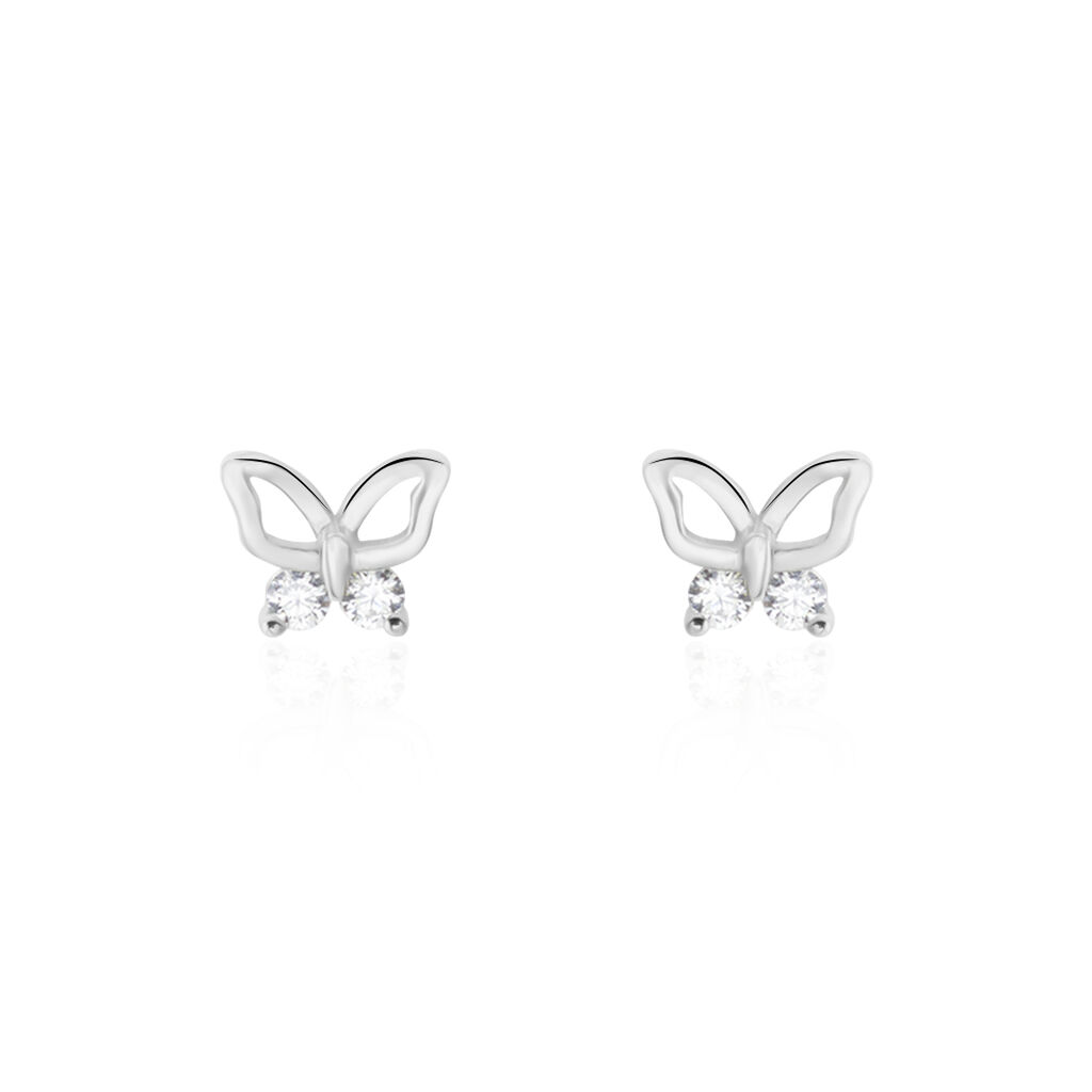 Boucles D'oreilles Puces Cyprian Argent Blanc Oxyde - Boucles d'oreilles fantaisie Femme | Histoire d’Or