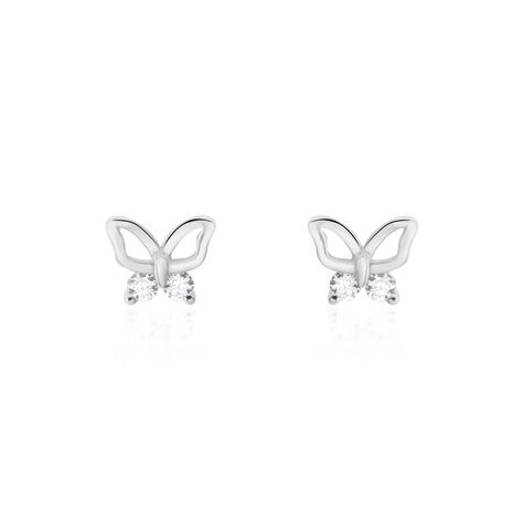 Boucles D'oreilles Puces Cyprian Argent Blanc Oxyde - Boucles d'oreilles fantaisie Femme | Histoire d’Or