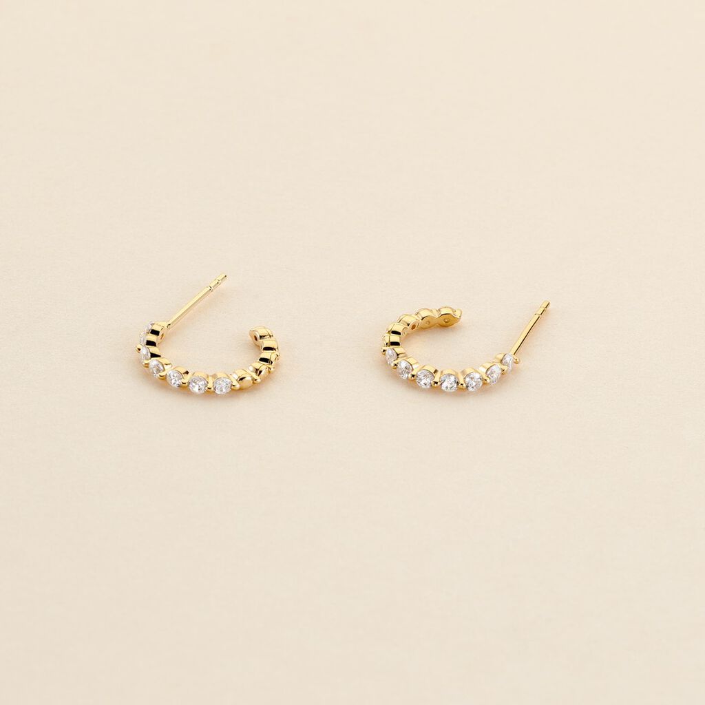 Cr&eacute;oles Or Jaune Chylan Oxydes De Zirconium - Boucles d'oreilles cr&eacute;oles Femme | Histoire d&rsquo;Or
