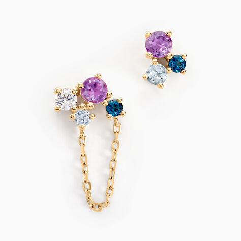 Boucles D'oreilles Dépareillées Printemps Précieux Or Jaune Améthyste - Boucles d'oreilles Femme | Histoire d’Or