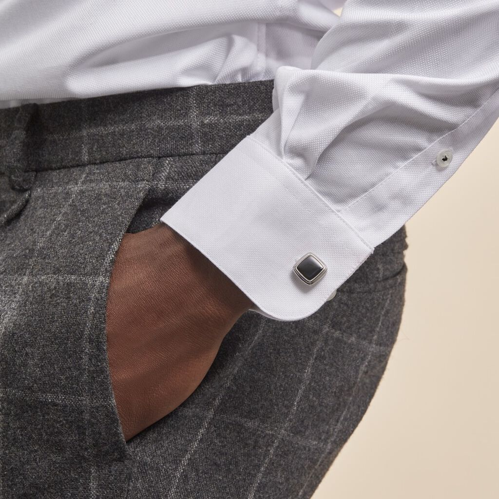 Boutons De Manchette Acier Bicolore Leucetios - Boutons de manchette Homme | Histoire d’Or