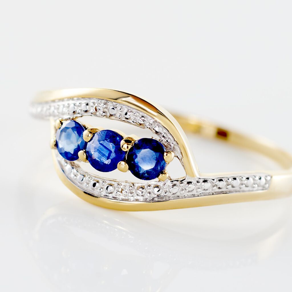 Bague Aurora Or Bicolore Saphir Et Diamant - Bagues avec pierre Femme | Histoire d’Or