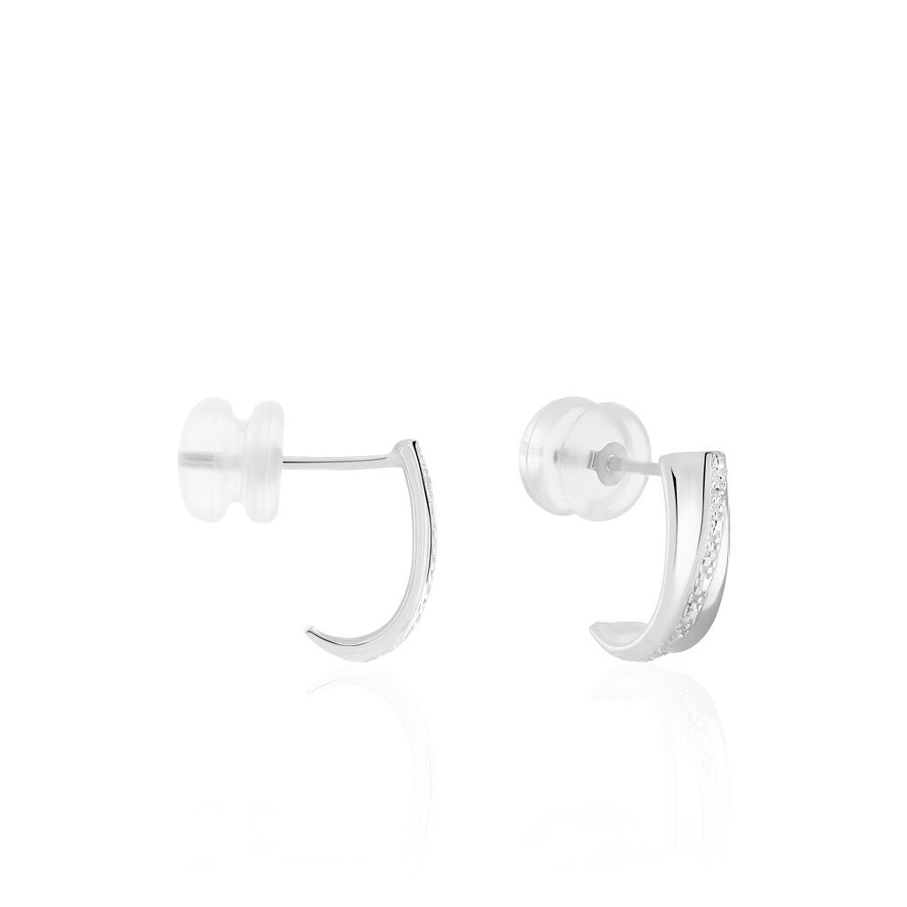 Cr&eacute;oles Timira Rondes Or Blanc Diamant - Boucles d'oreilles cr&eacute;oles Femme | Histoire d&rsquo;Or
