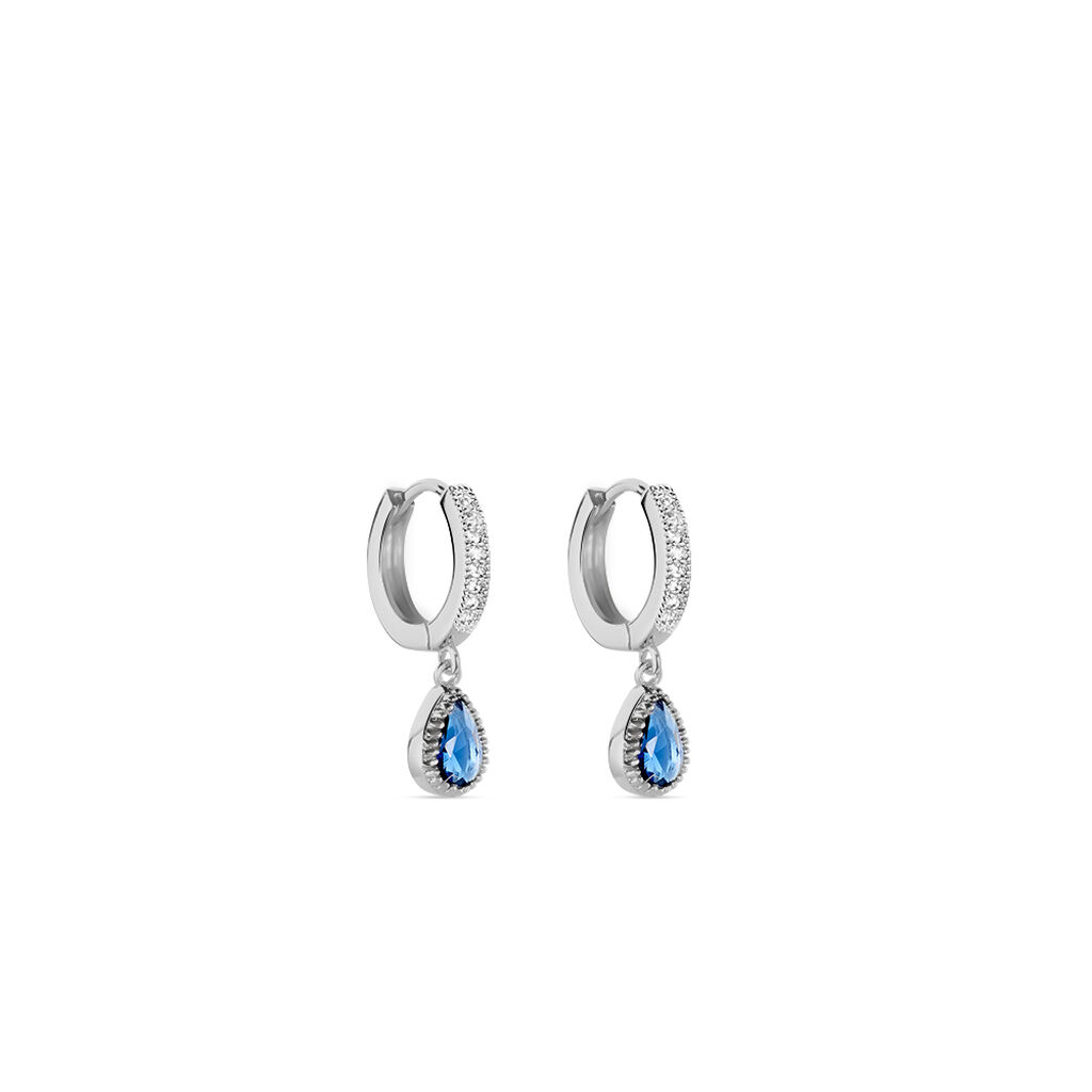 Creoles Jerusha Argent Blanc Oxydes De Zirconium - Boucles d'oreilles créoles Femme | Histoire d’Or