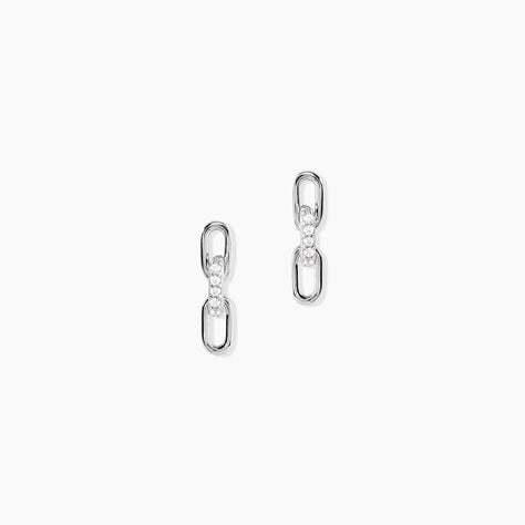Boucles D'Oreilles Pendantes Maurine Argent Blanc Oxyde De Zirconium - Boucles d'oreilles fantaisie Femme | Histoire d&rsquo;Or