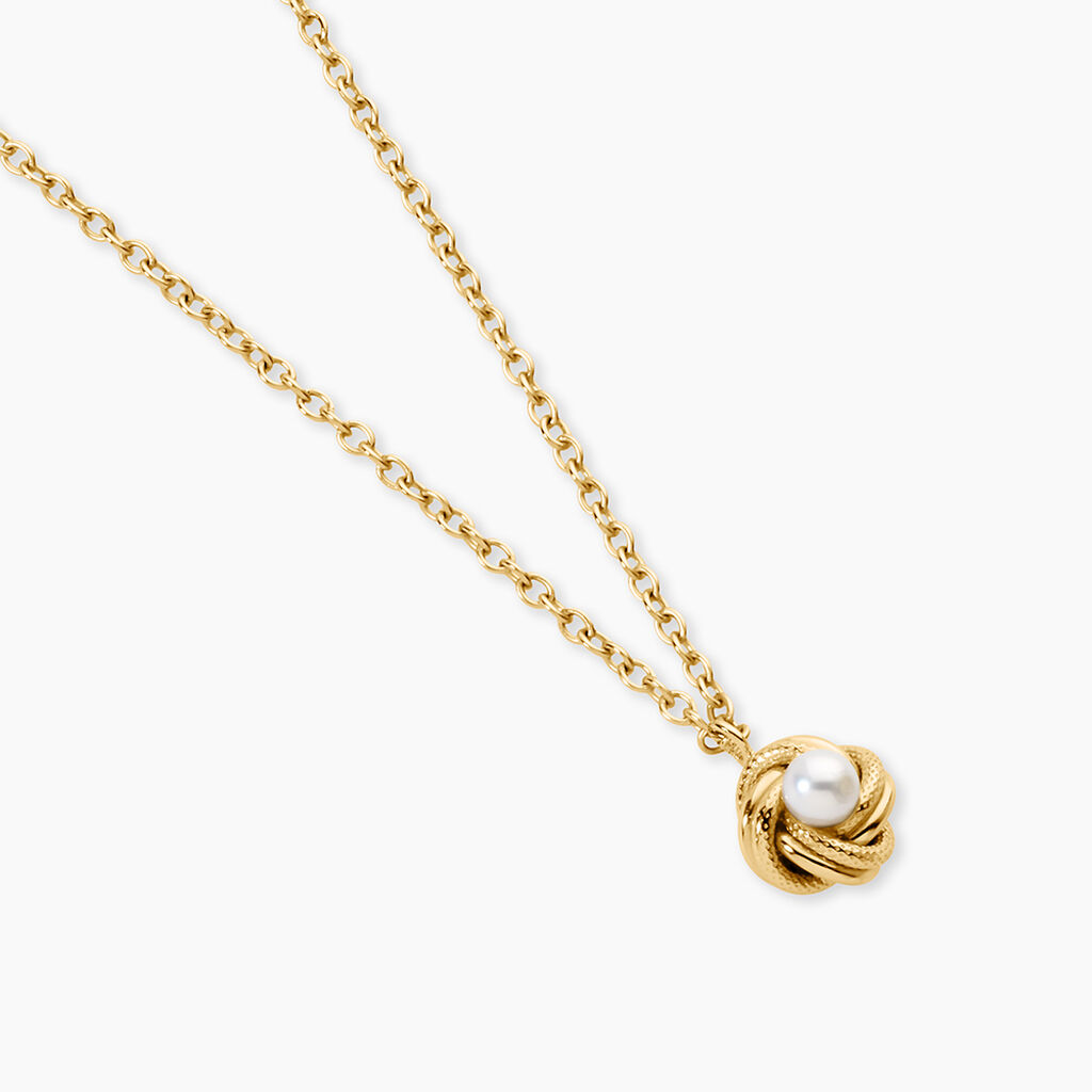 Collier Carolane Argent Dor&eacute; A L'Or 750/1000 Perle De Culture - Colliers Femme | Histoire d&rsquo;Or