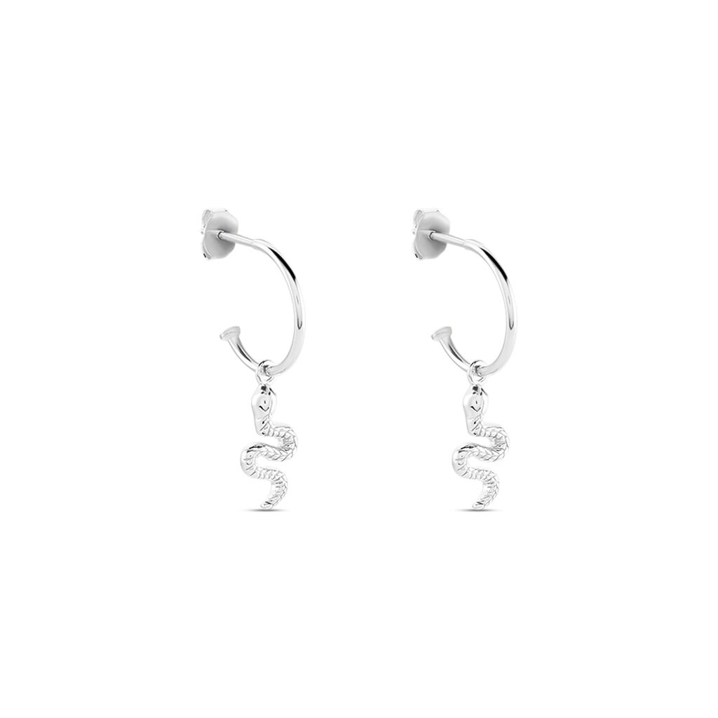 Créoles Oria Argent Blanc - Boucles d'oreilles créoles Femme | Histoire d’Or