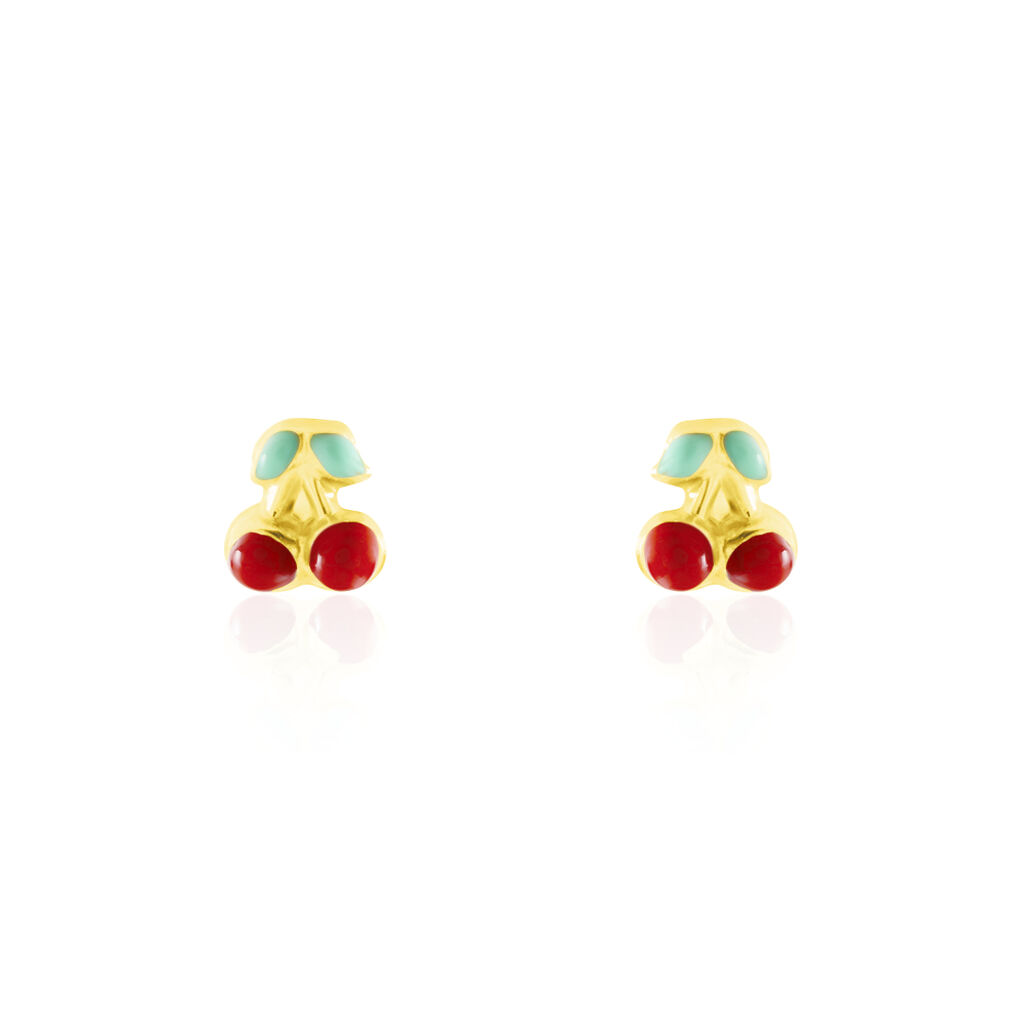 Boucles D'oreilles Puces Or Jaune Helicie Email - Clous d'oreilles Enfant | Histoire d’Or