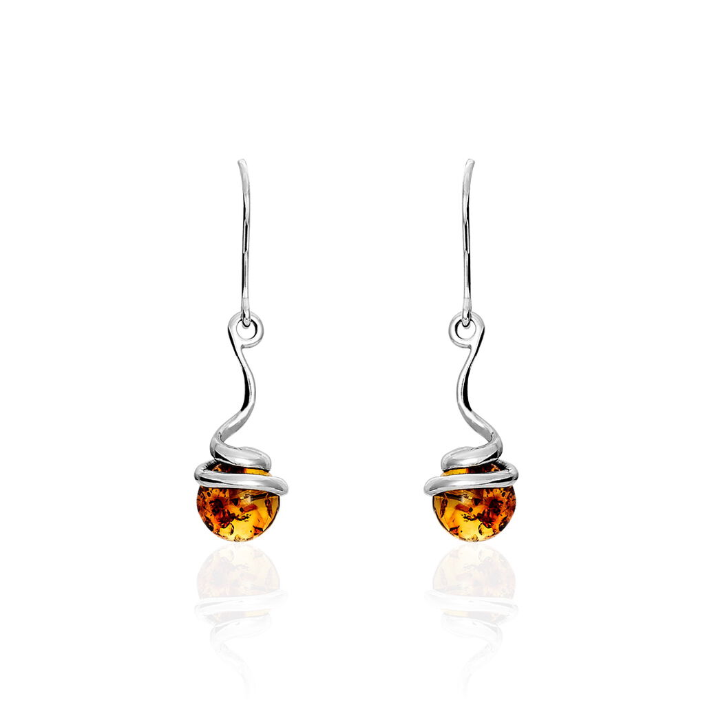 Boucles D'oreilles Pendantes Mariangeae Argent Blanc Ambre - Boucles d'oreilles fantaisie Femme | Histoire d’Or