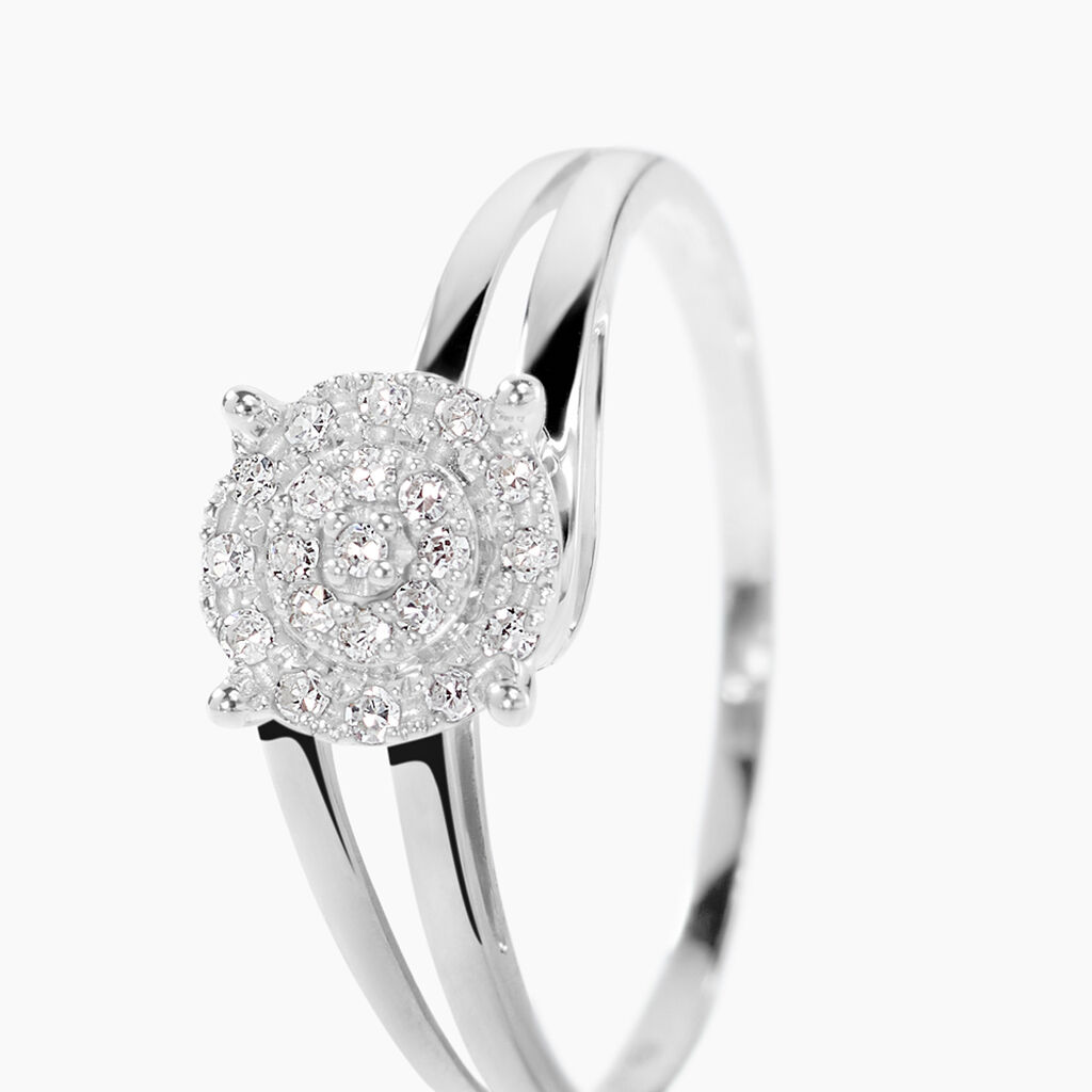 Bague Or Blanc Rosalane Diamants - Bagues avec pierre Femme | Histoire d&rsquo;Or