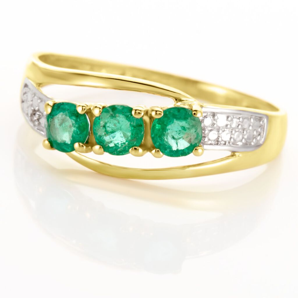 Bague Or Jaune Abelard Emeraudes Diamants - Bagues avec pierre Femme | Histoire d’Or