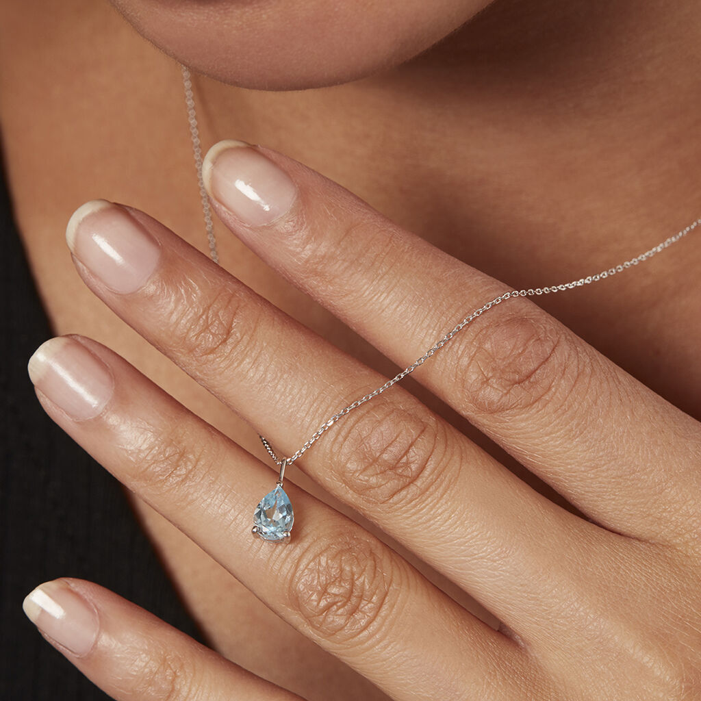 Collier Goutte Or Blanc Topaze - Colliers Femme | Histoire d’Or
