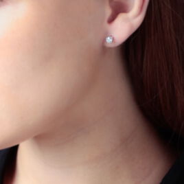 Boucles D'oreilles Puces Clavie Or Blanc Diamant - Clous d'oreilles Femme | Histoire d’Or