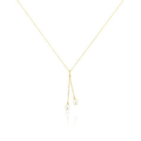 Collier Carrine 2 Fils Or Jaune Perle De Culture - Colliers Femme | Histoire d’Or