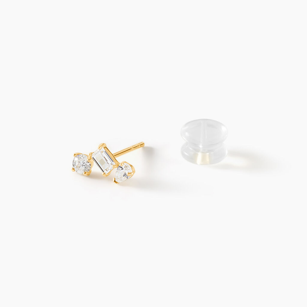Boucles D'Oreilles Puces Diren&ccedil; Or Jaune Oxyde De Zirconium - Clous d'oreilles Femme | Histoire d&rsquo;Or