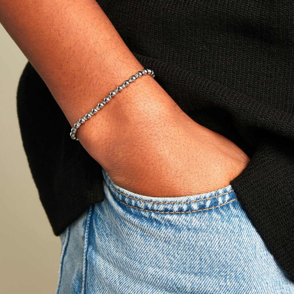 Bracelet Henrik Acier Blanc - Bracelets cordon Homme | Histoire d’Or